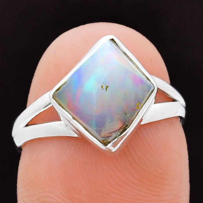 Ethiopian Opal Rough Ring size-7 EXR05852 R-1002, 9x12 mm