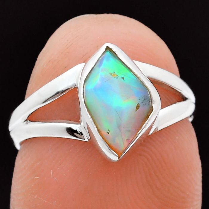 Ethiopian Opal Rough Ring size-6 EXR05853 R-1002, 7x10 mm