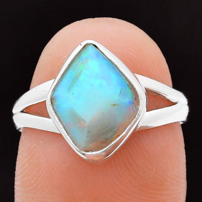 Ethiopian Opal Rough Ring size-7 EXR05891 R-1002, 10x12 mm