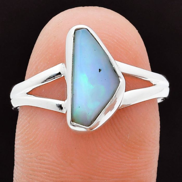 Ethiopian Opal Rough Ring size-9 EXR05892 R-1002, 7x13 mm