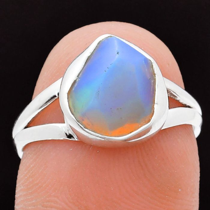 Ethiopian Opal Rough Ring size-7 EXR05900 R-1002, 9x10 mm