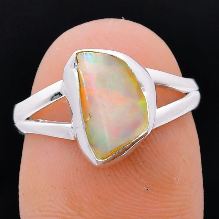 Ethiopian Opal Rough Ring size-7 EXR05909 R-1002, 8x11 mm