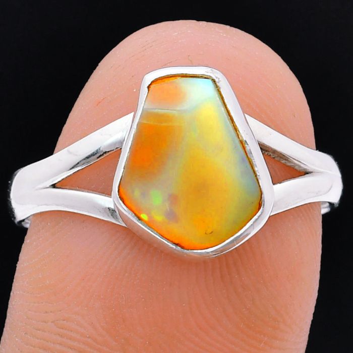 Ethiopian Opal Rough Ring size-9 EXR05928 R-1002, 9x11 mm