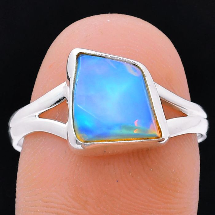 Ethiopian Opal Rough Ring size-9 EXR05930 R-1002, 9x11 mm