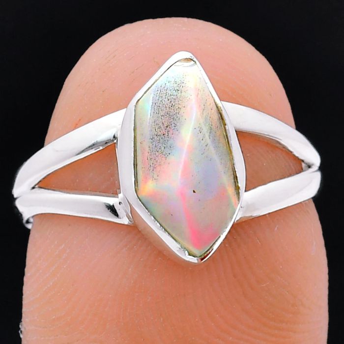 Ethiopian Opal Rough Ring size-7 EXR05935 R-1002, 7x11 mm