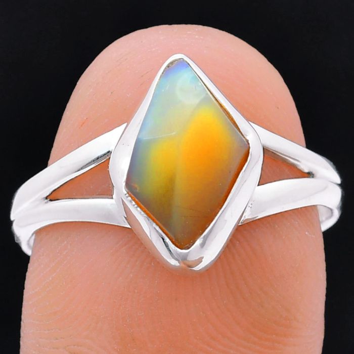 Ethiopian Opal Rough Ring size-9 EXR05951 R-1002, 7x11 mm