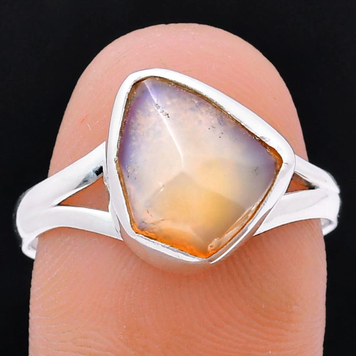 Ethiopian Opal Rough Ring size-9 EXR05954 R-1002, 11x12 mm