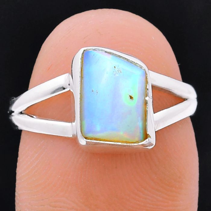 Ethiopian Opal Rough Ring size-7 EXR05972 R-1002, 7x9 mm