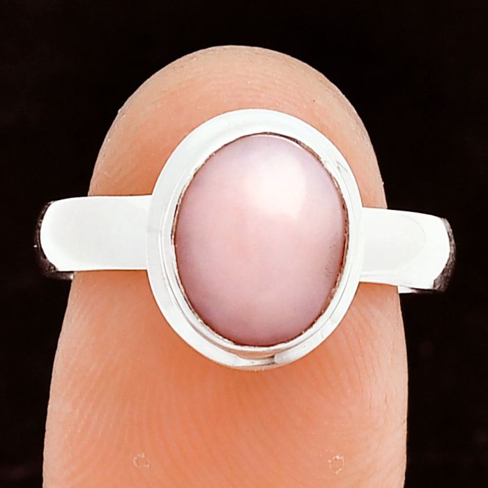 Pink Opal Ring size-7.5 EXR05987 R-1007, 8x10 mm