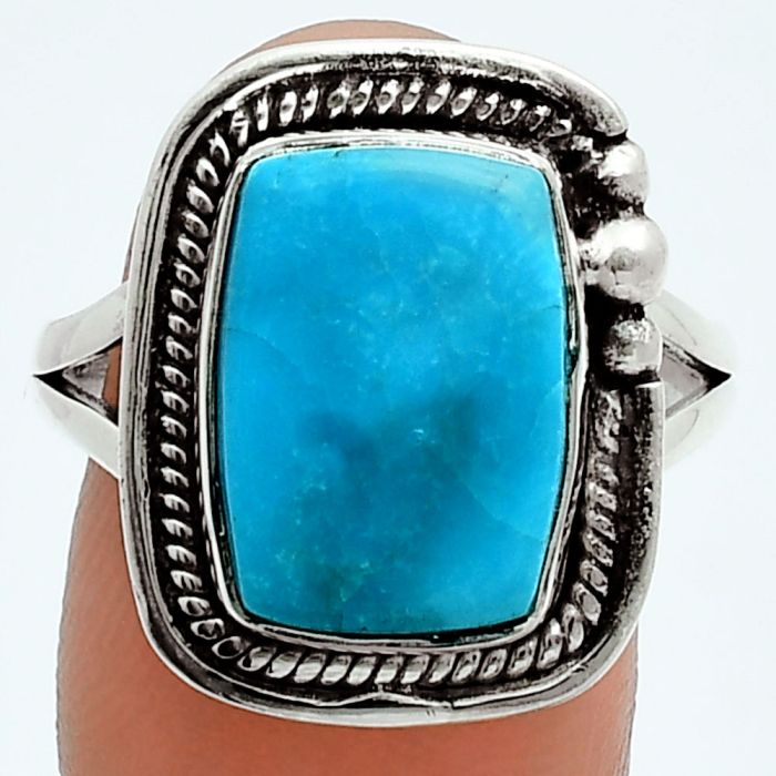 Natural Turquoise Morenci Mine Ring size-9.5 EXR05991 R-1148, 10x14 mm