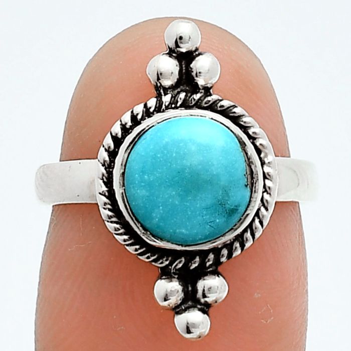 Natural Rare Turquoise Nevada Aztec Mt Ring size-6 EXR05998 R-1127, 8x8 mm