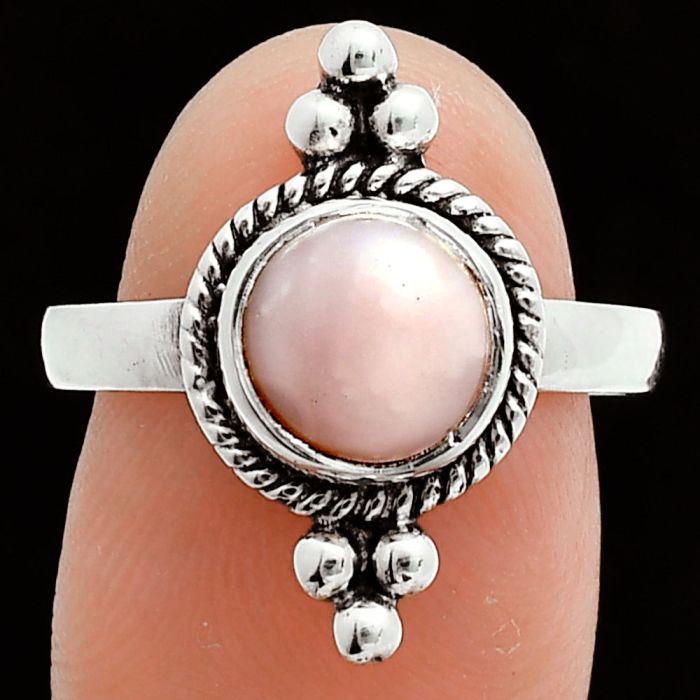 Pink Opal Ring size-8.5 EXR05999 R-1127, 8x8 mm