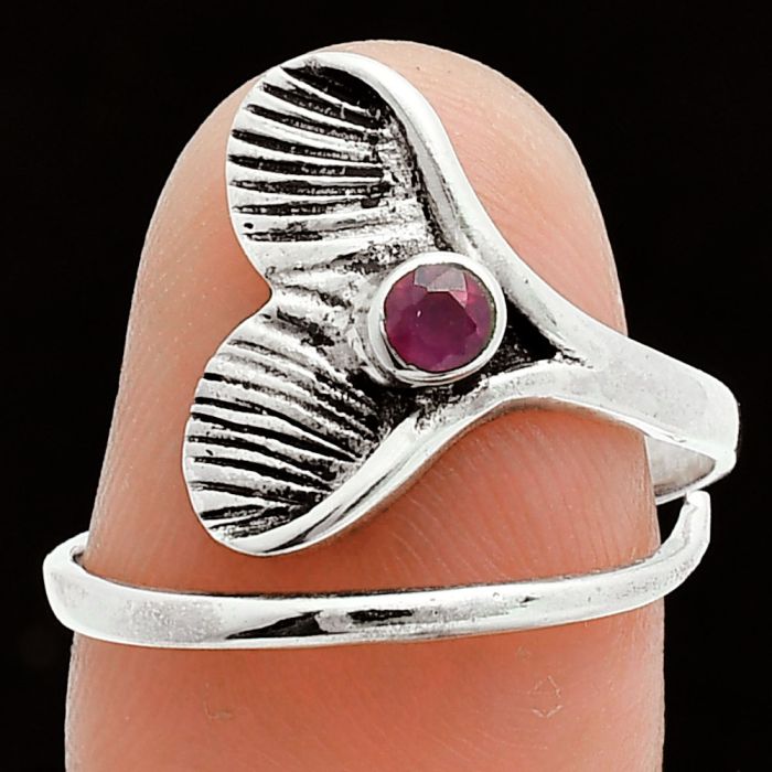 Mermaid Tail Charm - Pink Rubellite Ring size-7.5 EXR06001 R-1070, 3x3 mm