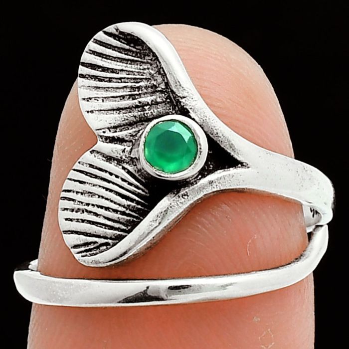 Mermaid Tail Charm - Green Onyx Ring size-8 EXR06002 R-1070, 3x3 mm