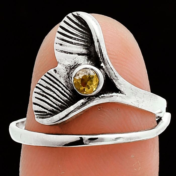 Mermaid Tail Charm - Citrine Ring size-7 EXR06003 R-1070, 3x3 mm