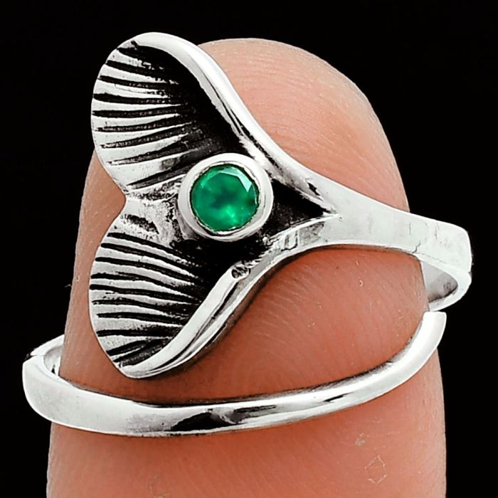 Mermaid Tail Charm - Green Onyx Ring size-8 EXR06006 R-1070, 3x3 mm