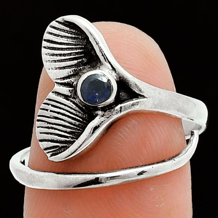 Mermaid Tail Charm - Blue Sapphire Glassfield Ring size-8 EXR06008 R-1070, 3x3 mm