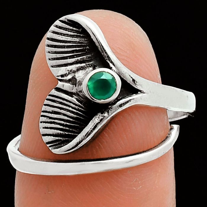 Mermaid Tail Charm - Green Onyx Ring size-8.5 EXR06010 R-1070, 3x3 mm