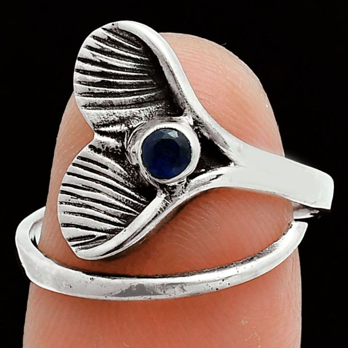 Mermaid Tail Charm - Blue Sapphire Glassfield Ring size-7.5 EXR06011 R-1070, 3x3 mm