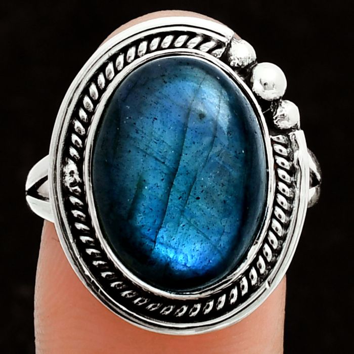 Blue Labradorite Ring size-9 EXR06013 R-1148, 12x16 mm