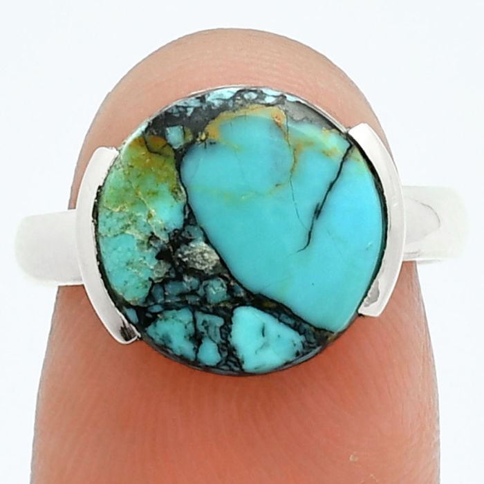 Lucky Charm Tibetan Turquoise Ring size-7 EXR06027 R-1173, 12x12 mm