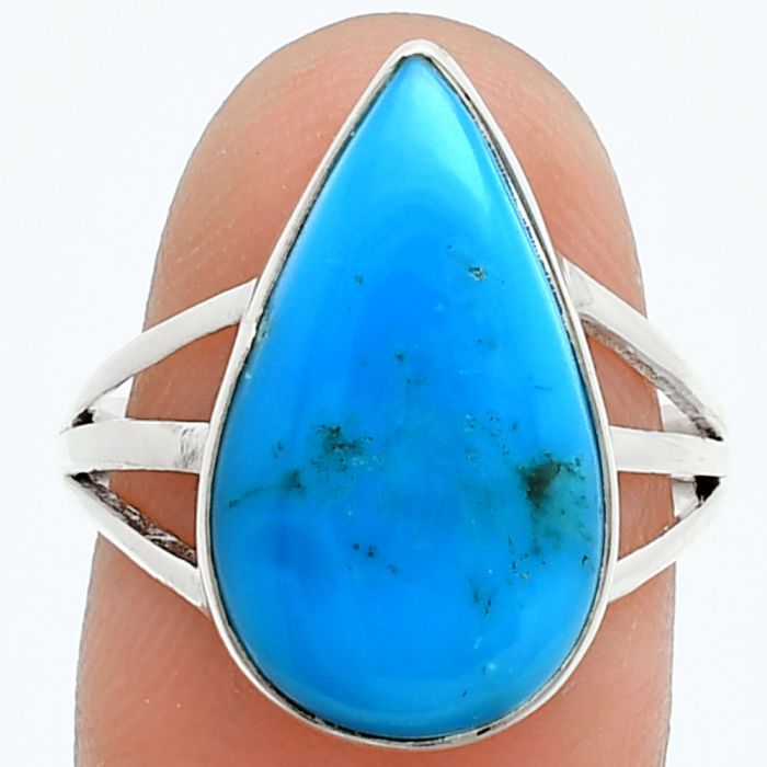 Natural Turquoise Morenci Mine Ring size-8 EXR06030 R-1003, 11x19 mm