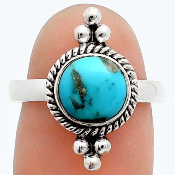 Natural Rare Turquoise Nevada Aztec Mt Ring size-8 EXR06036 R-1127, 8x8 mm