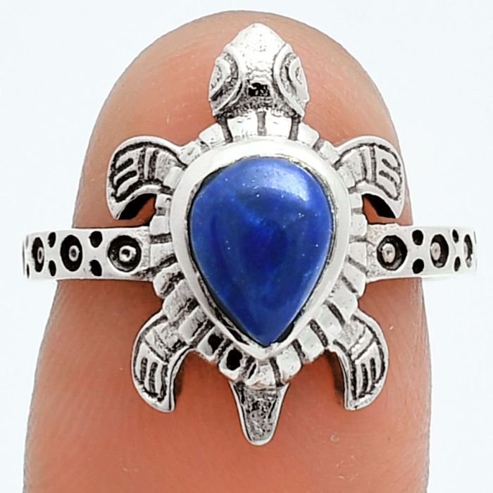 Tortoise - Lapis Lazuli Ring size-7 EXR06039 R-1076, 7x9 mm