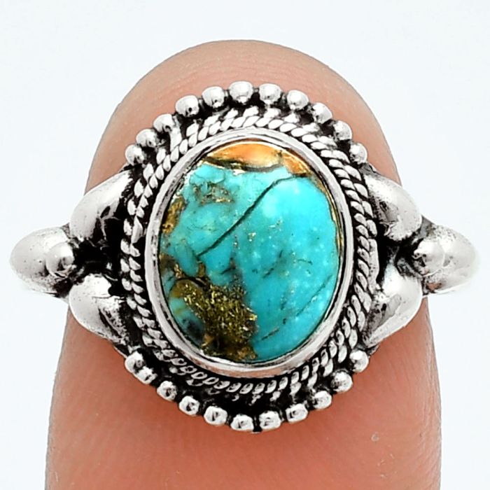 Spiny Oyster Turquoise Ring size-9 EXR06040 R-1286, 8x10 mm