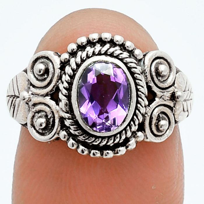 Amethyst Ring size-6.5 EXR06047 R-1280, 7x5 mm