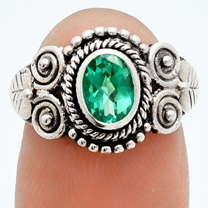 Green Onyx Ring size-7 EXR06048 R-1280, 7x5 mm