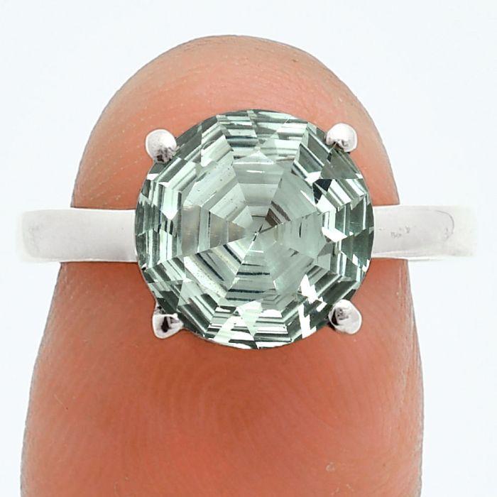 Prasiolite (Green Amethyst) Ring size-8 EXR06055 R-1019, 10x10 mm