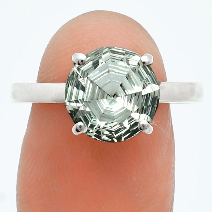 Prasiolite (Green Amethyst) Ring size-9 EXR06056 R-1019, 10x10 mm