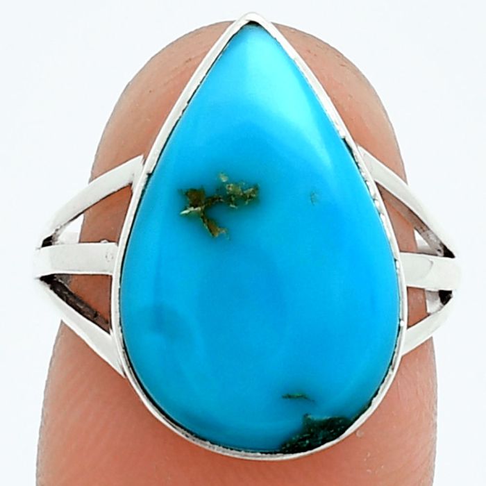 Natural Turquoise Morenci Mine Ring size-7 EXR06061 R-1003, 12x18 mm