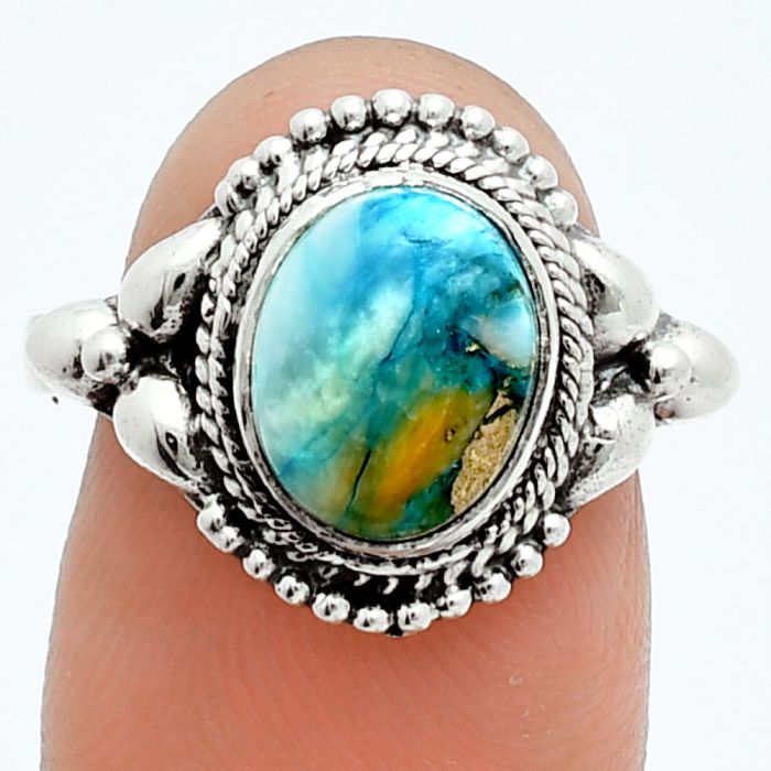 Spiny Oyster Turquoise Ring size-8.5 EXR06081 R-1286, 8x10 mm