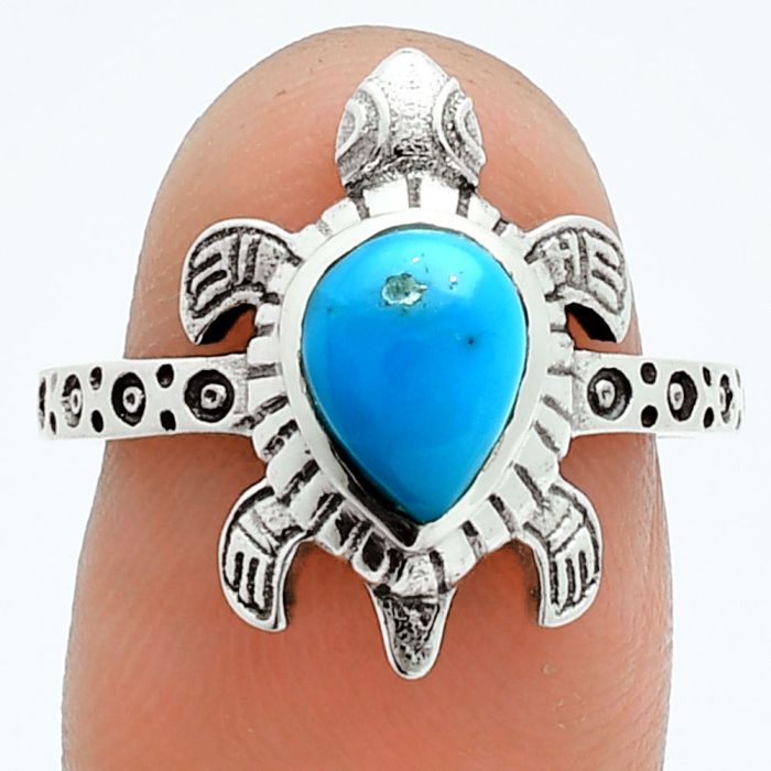 Tortoise - Natural Rare Turquoise Nevada Aztec Mt Ring size-8 EXR06088 R-1076, 7x9 mm