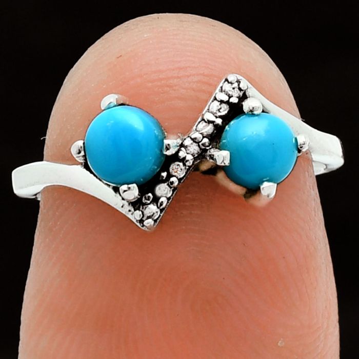 Sleeping Beauty Turquoise Ring size-5 EXR06102 R-1184, 4x4 mm