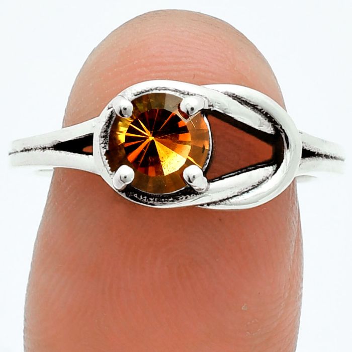 Mandarin Citrine Ring size-8 EXR06106 R-1215, 6x6 mm