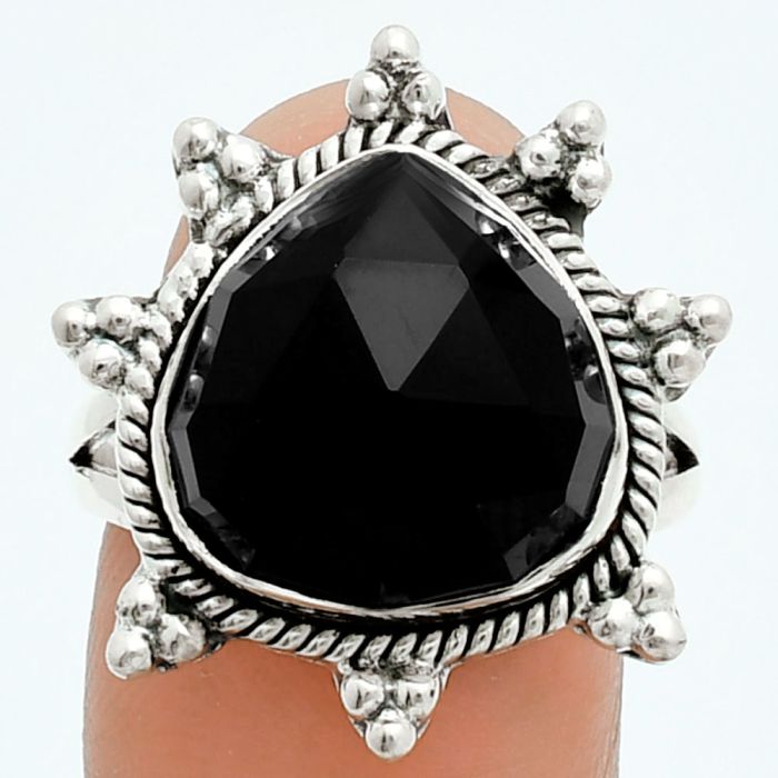 Black Onyx Checker Ring size-9 EXR06124 R-1234, 14x14 mm