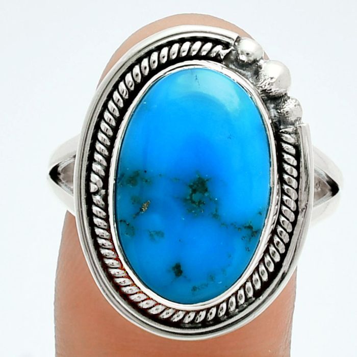 Natural Turquoise Morenci Mine Ring size-9.5 EXR06125 R-1148, 11x16 mm