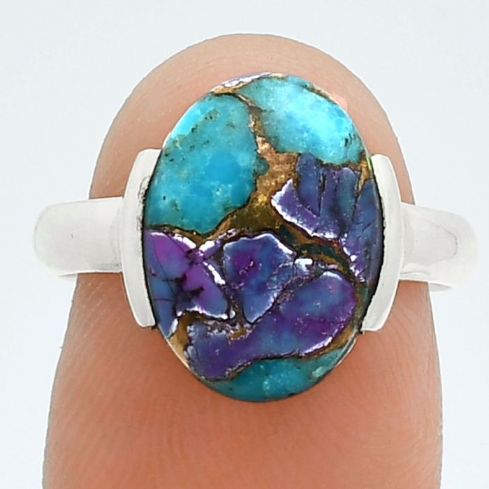 Multi Copper Turquoise Ring size-7 EXR06126 R-1173, 10x14 mm