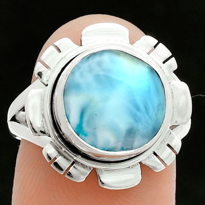 Larimar (Dominican Republic) Ring size-8 EXR06129 R-1342, 11x11 mm