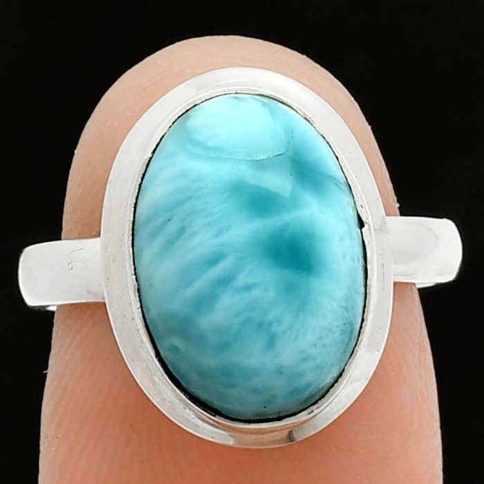 Larimar (Dominican Republic) Ring size-7 EXR06130 R-1007, 10x14 mm