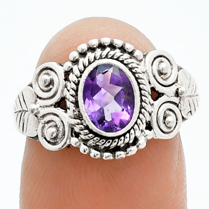 Amethyst Ring size-7.5 EXR06135 R-1280, 7x5 mm