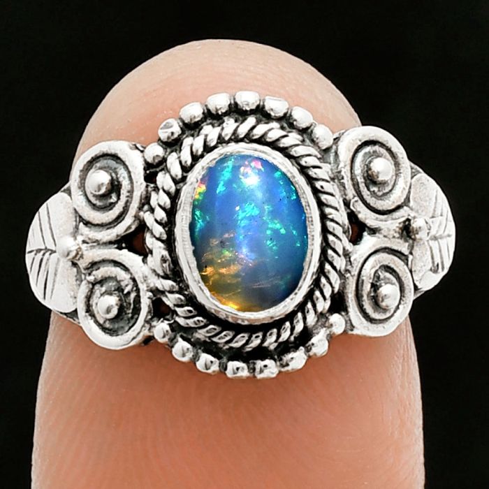 Ethiopian Opal Ring size-6.5 EXR06139 R-1280, 7x5 mm