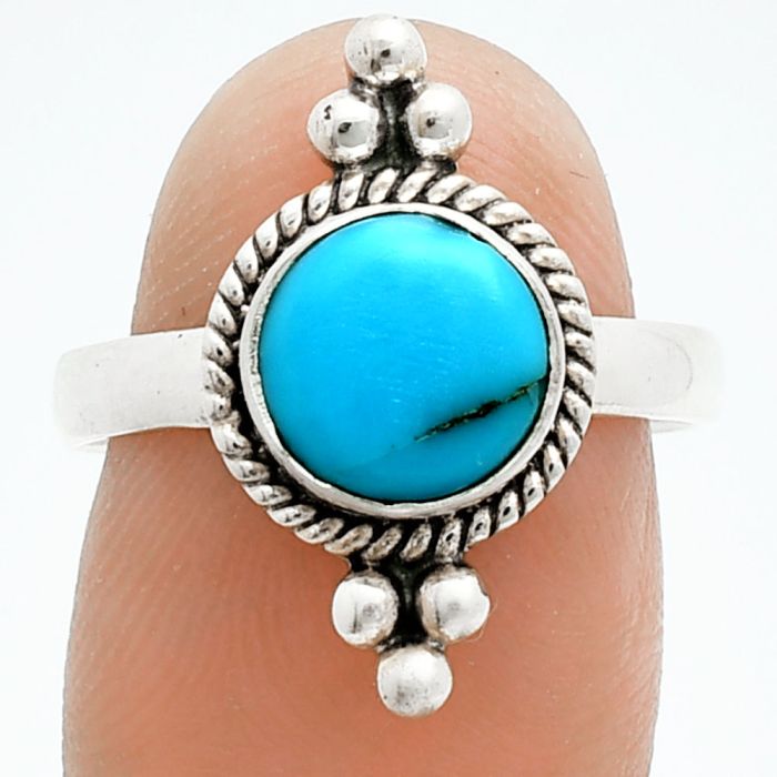 Natural Turquoise Morenci Mine Ring size-8 EXR06142 R-1127, 8x8 mm