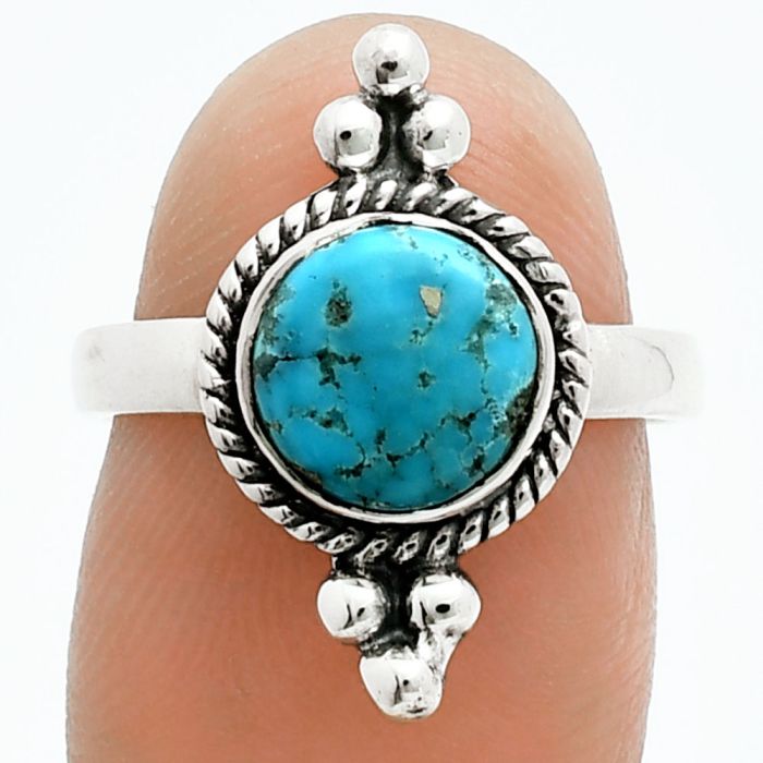 Natural Rare Turquoise Nevada Aztec Mt Ring size-7 EXR06143 R-1127, 7x5 mm