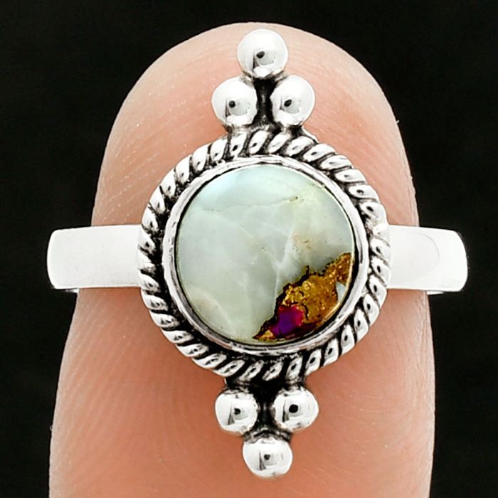 Spiny Oyster Turquoise Ring size-7 EXR06144 R-1127, 8x8 mm