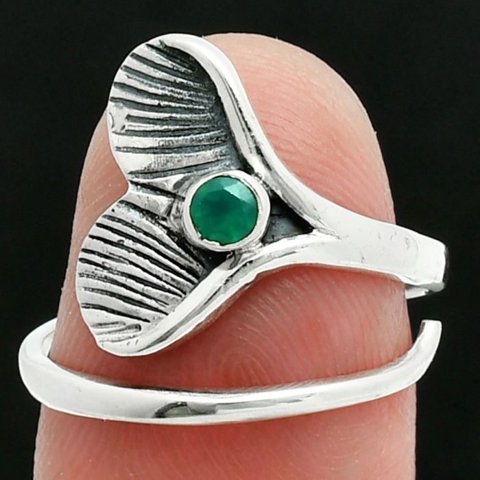 Mermaid Tail Charm - Green Onyx Ring size-6 EXR06152 R-1070, 3x3 mm