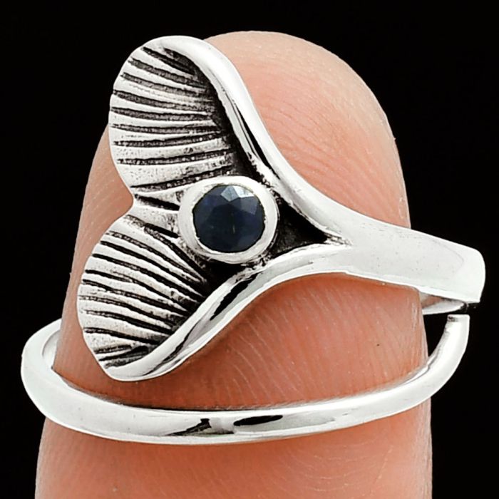 Mermaid Tail Charm - Blue Sapphire Glassfield Ring size-7.5 EXR06155 R-1070, 3x3 mm